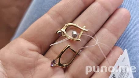 Серьги с аметистовыми фианитами серебряные