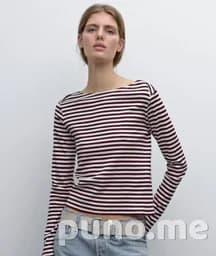 Лонгслив Massimo Dutti полосатый бордо/беж