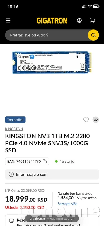 SSD Kingston NV3 1TB