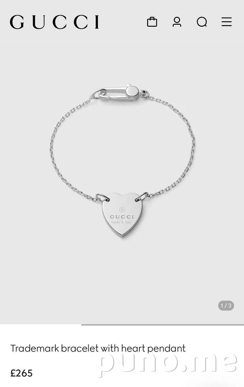 Gucci браслет с подвеской-сердцем