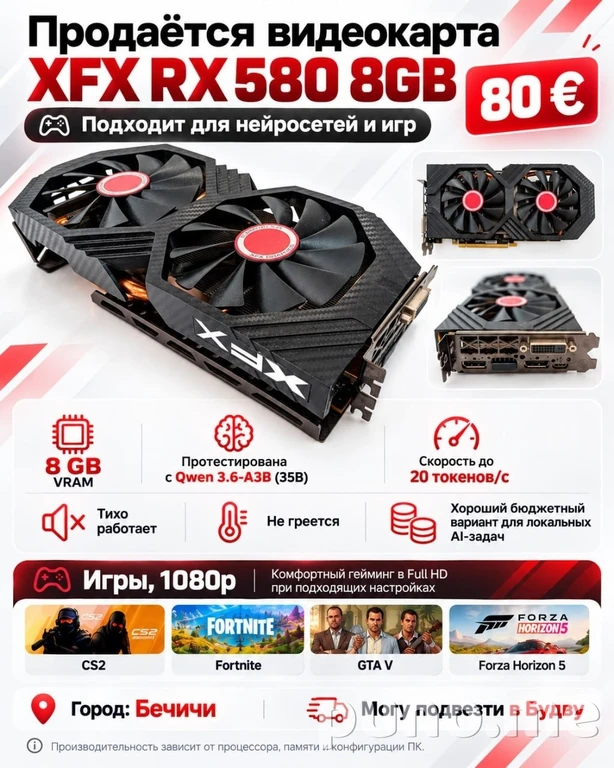 Видеокарта XFX Radeon RX 580 8GB